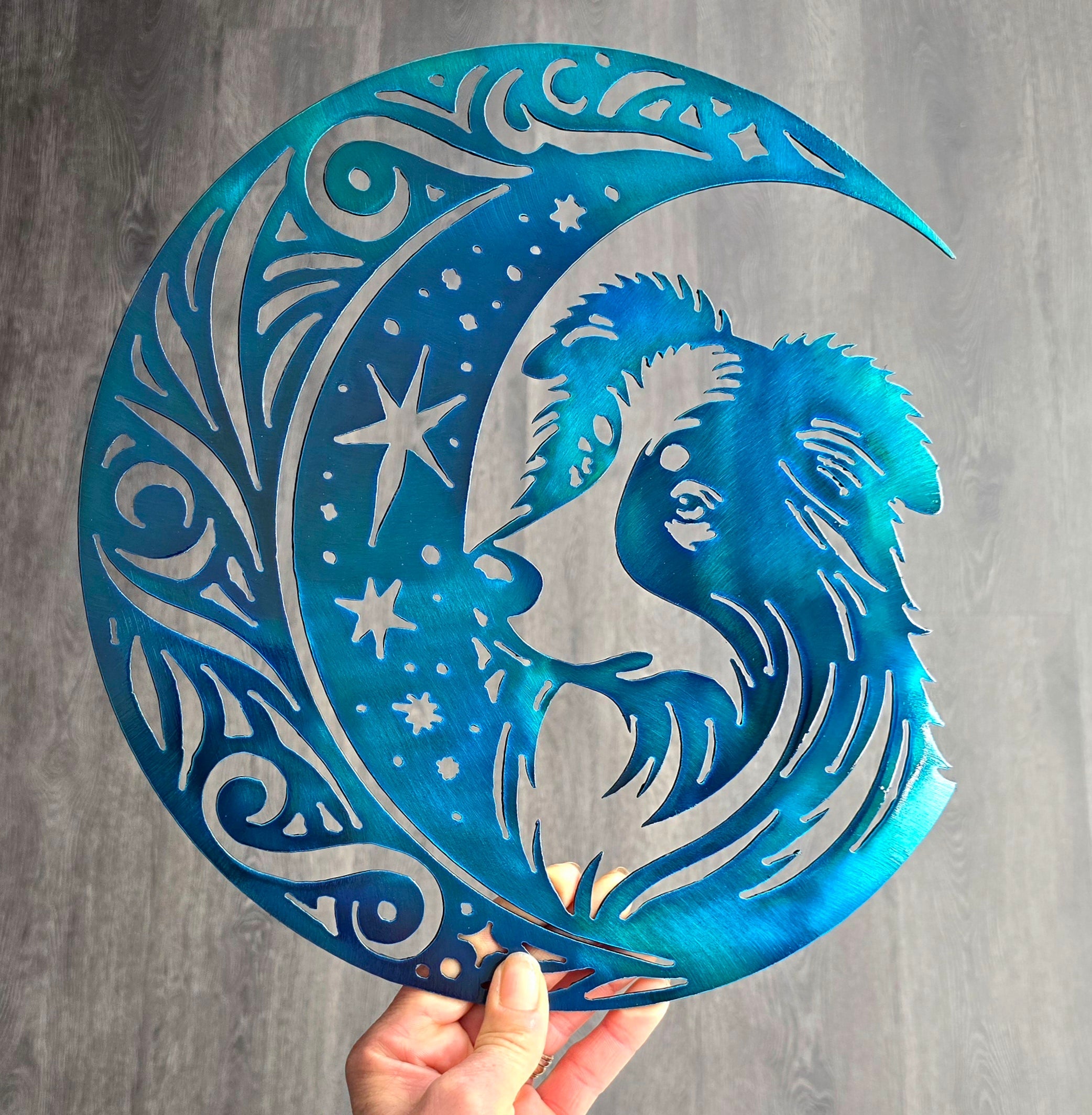 Australian Shepherd "On The Moon" Metal Art