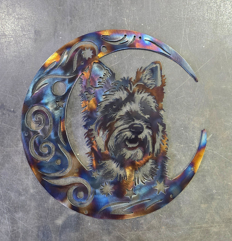 Australian Terrier "On The Moon" Metal Art