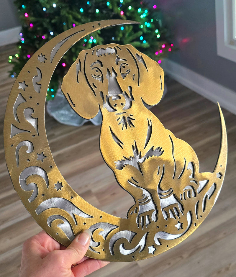 Dachshund "On The Moon" Metal Art