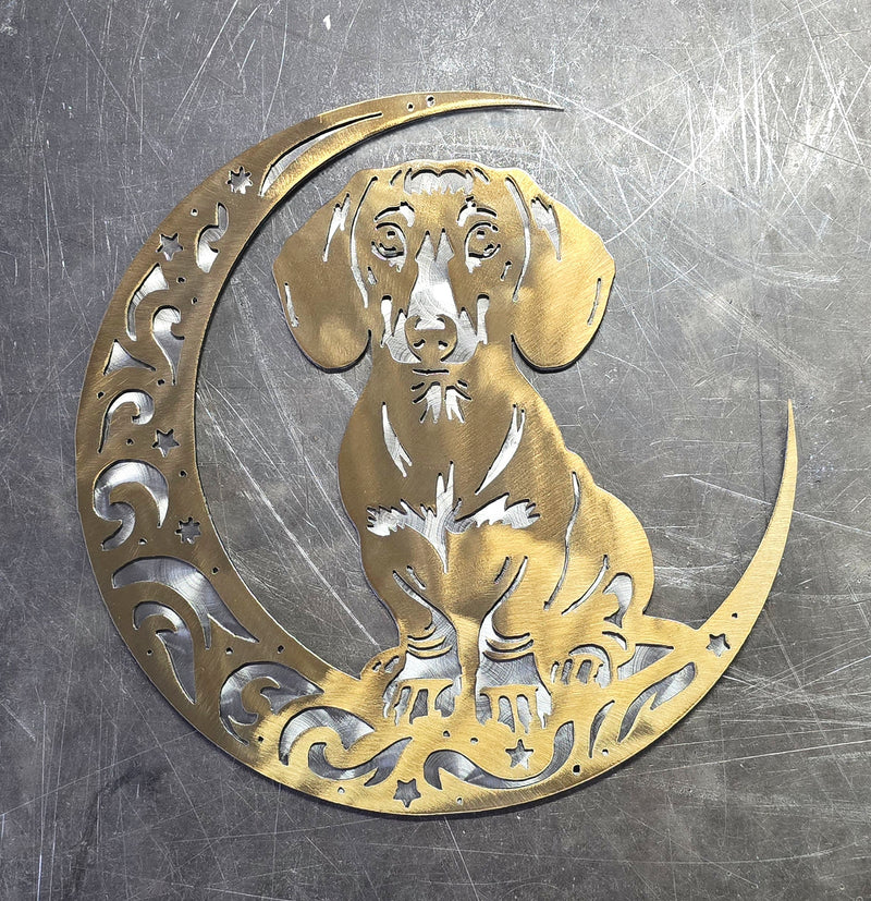 Dachshund "On The Moon" Metal Art