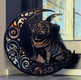 Pug Moon Metal Wall Art