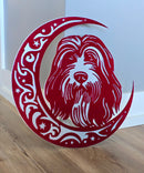 Bearded Collie "On The Moon" Metal Art