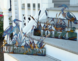 Blue Heron Metal Wall Art