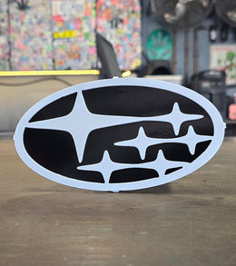 Subaru Metal Hitch Cover made from powder coated steel
