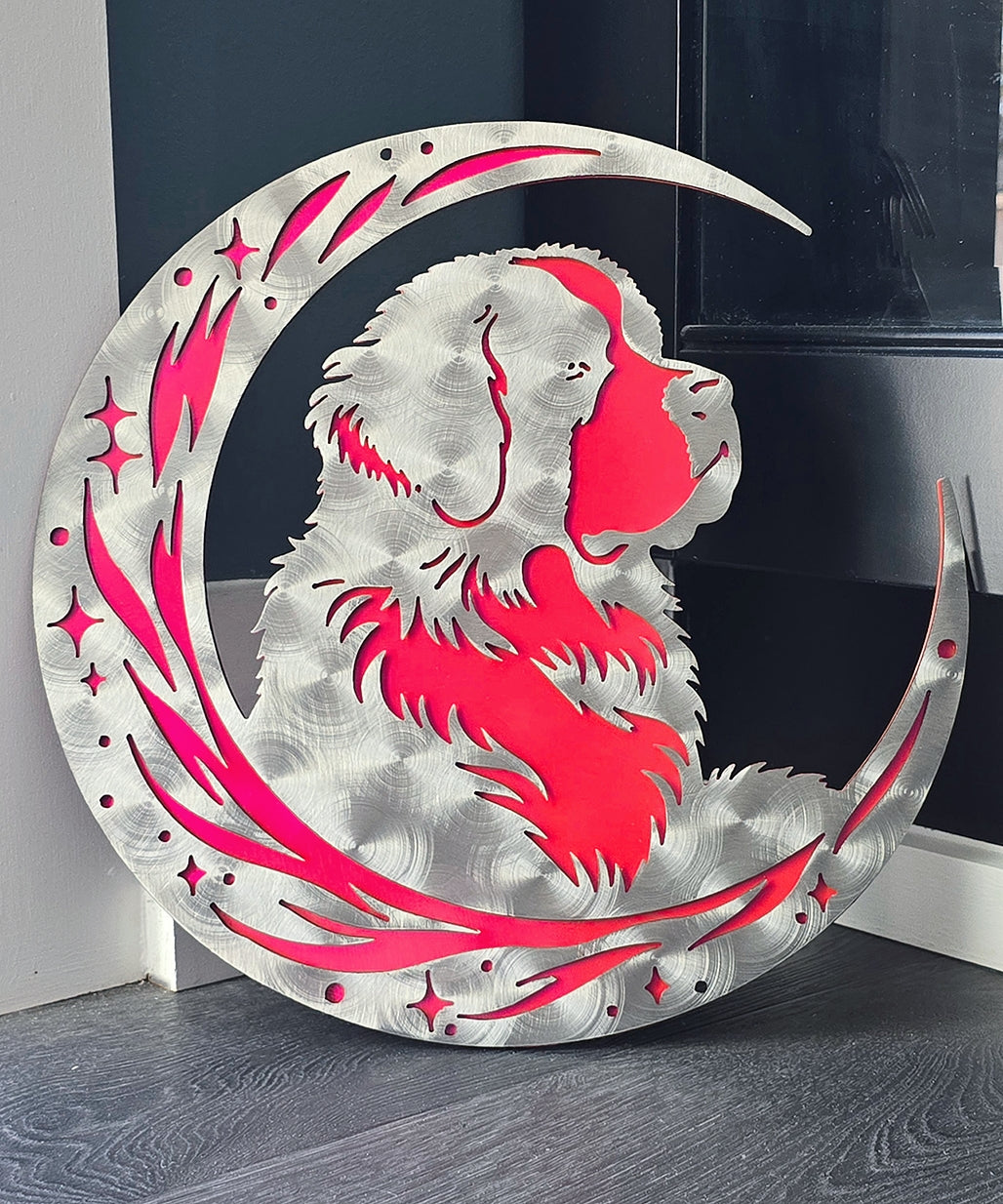 St. Bernard "On The Moon" Metal Art