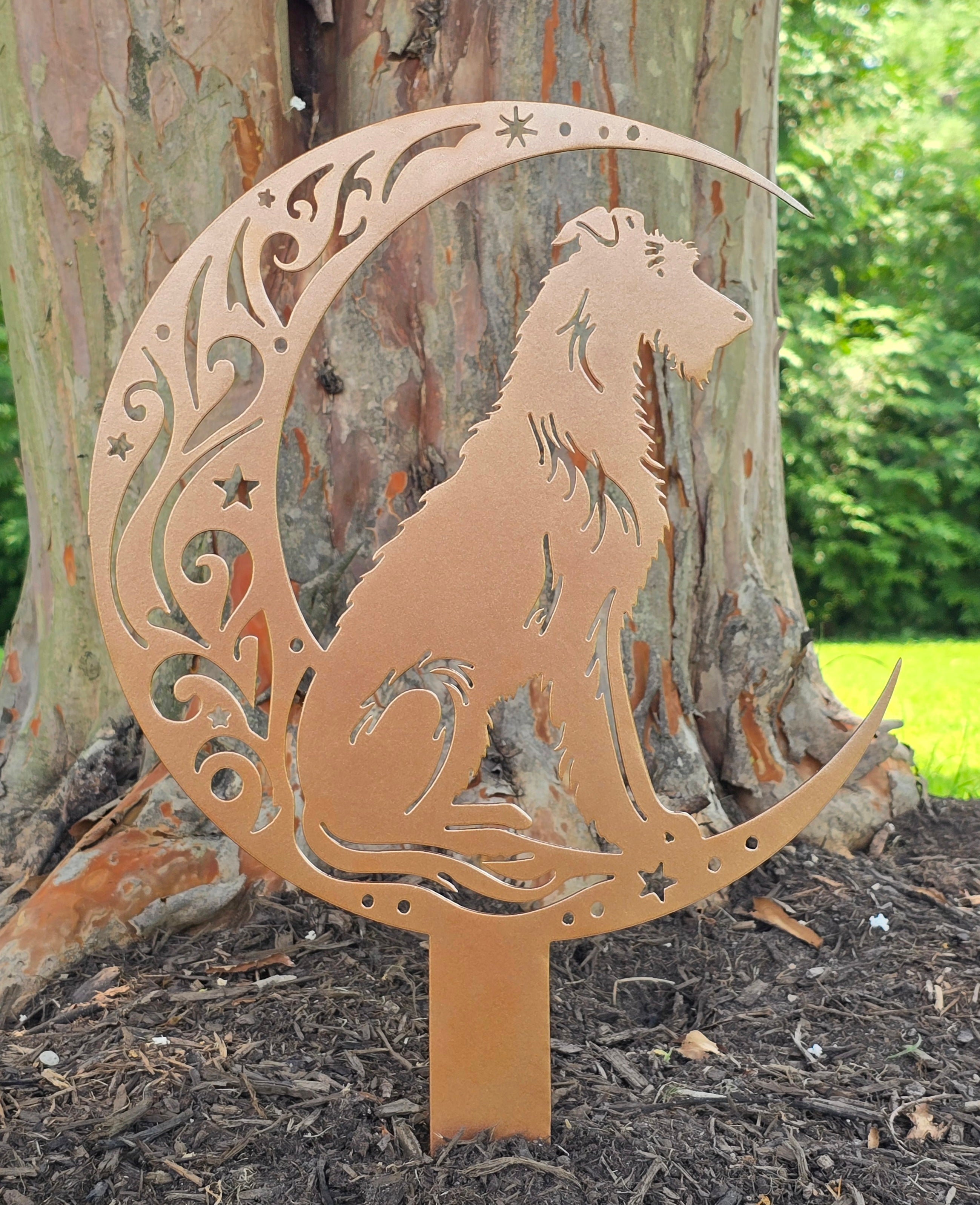 Dogs On The Moon – Irish Wolfhound Garden Stake