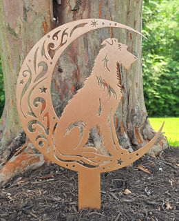 Irish Wolfhound Moon Garden Stake