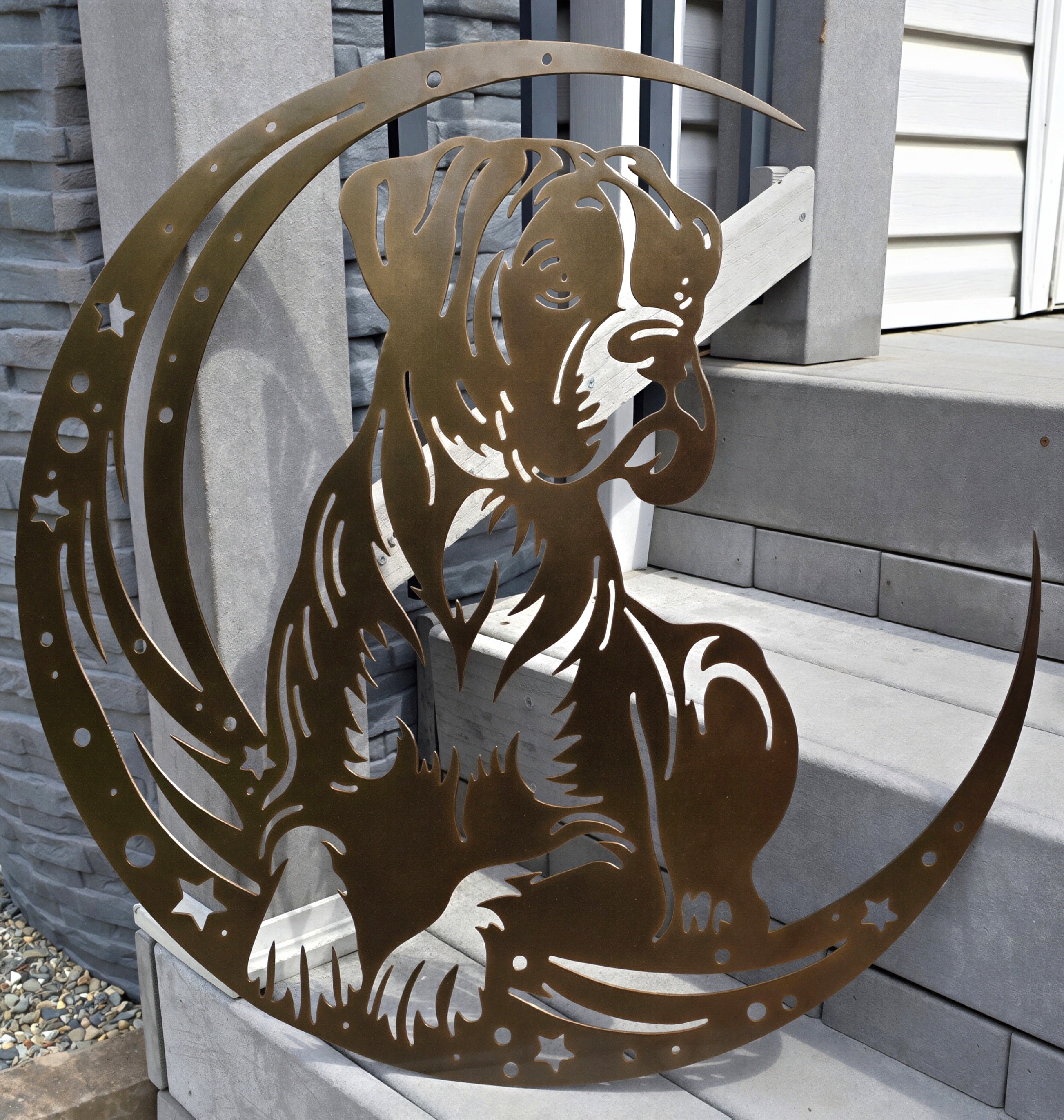 Dogs On The Moon – Boxer Metal Wall Art #1