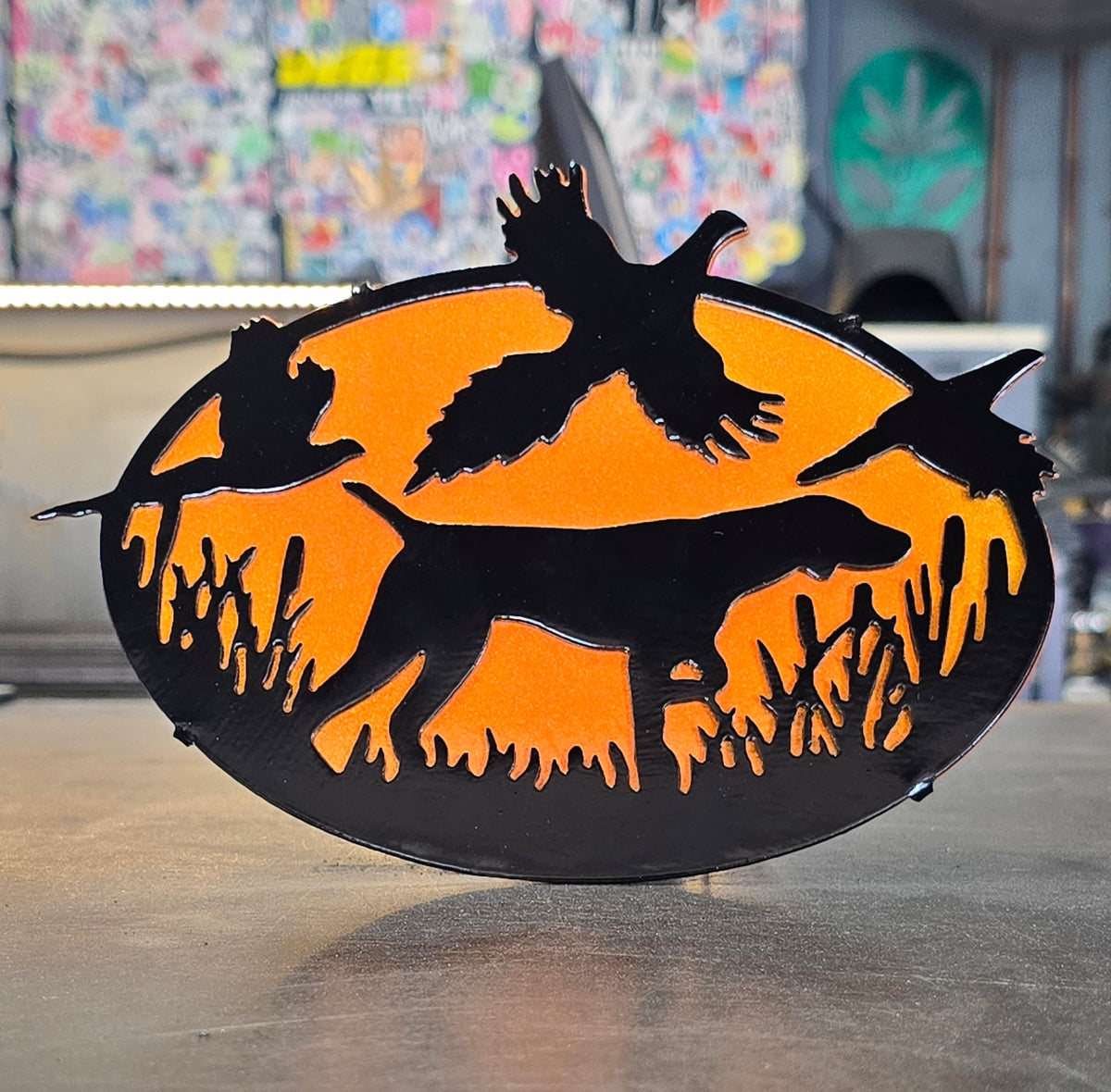 German Shorthaired Pointer Pheasant Hunting Metal Hitch Cover