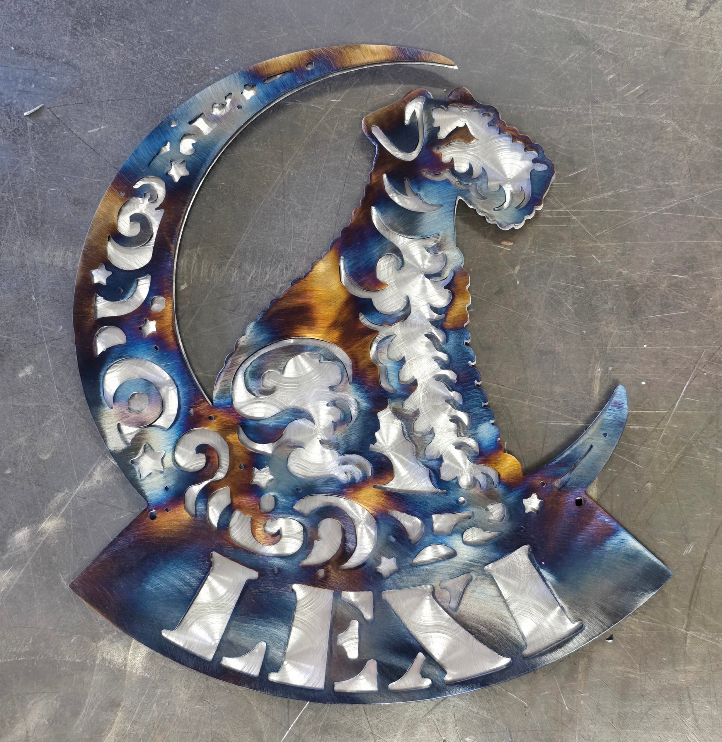 Airedale Terrier "On The Moon" Metal Art