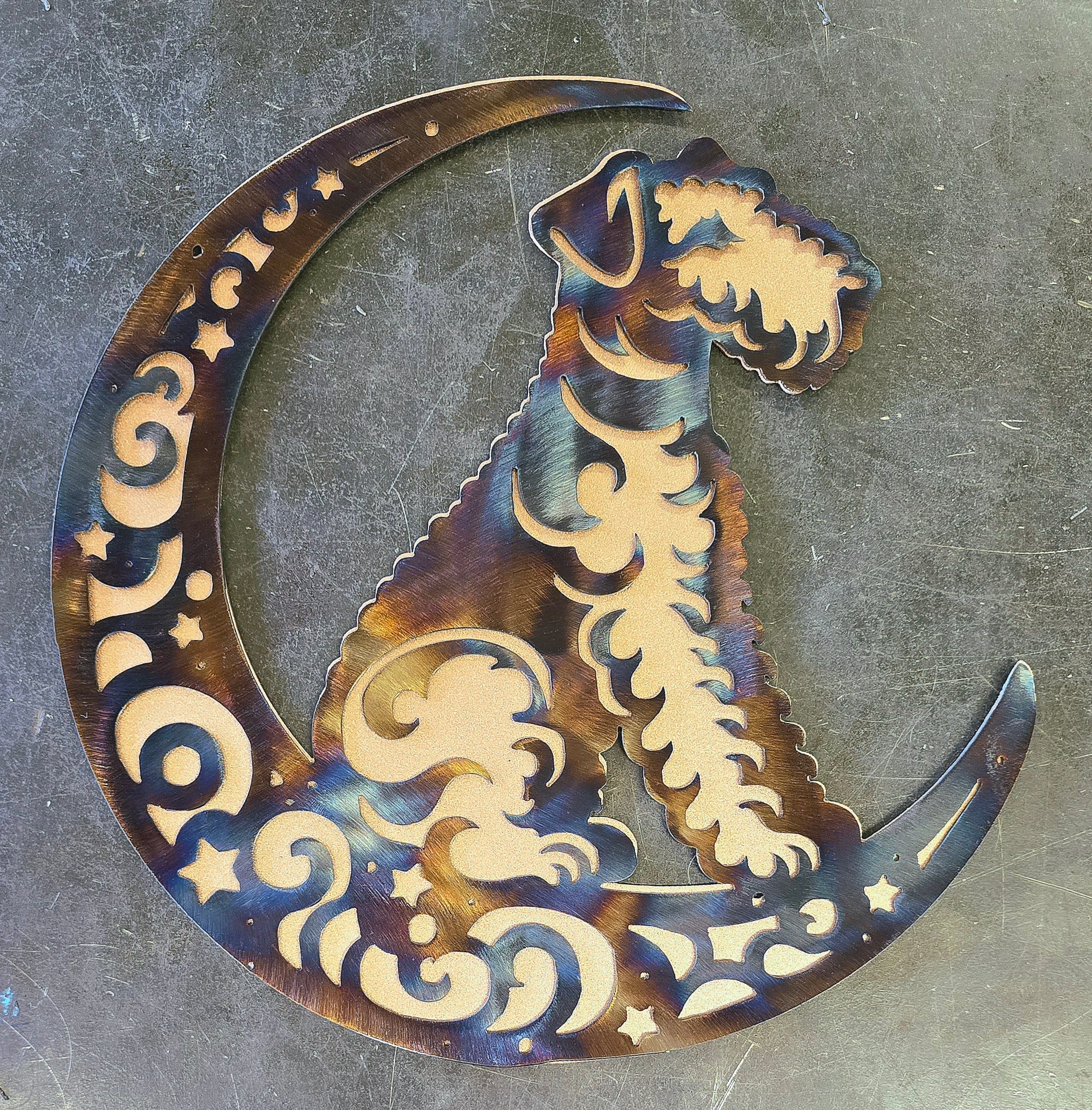 Airedale Terrier "On The Moon" Metal Art