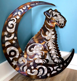 Airedale Terrier Moon Metal Wall Art