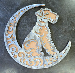 Airedale Terrier Moon Metal Wall Art