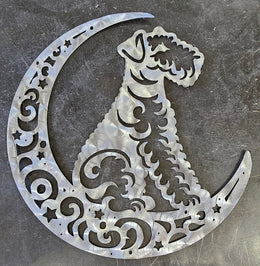 Airedale Terrier Moon Metal Wall Art