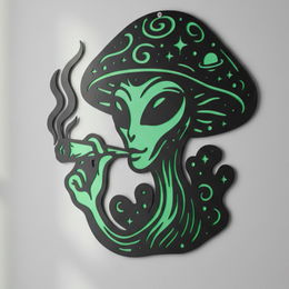 Alien Mushroom Metal Wall Art