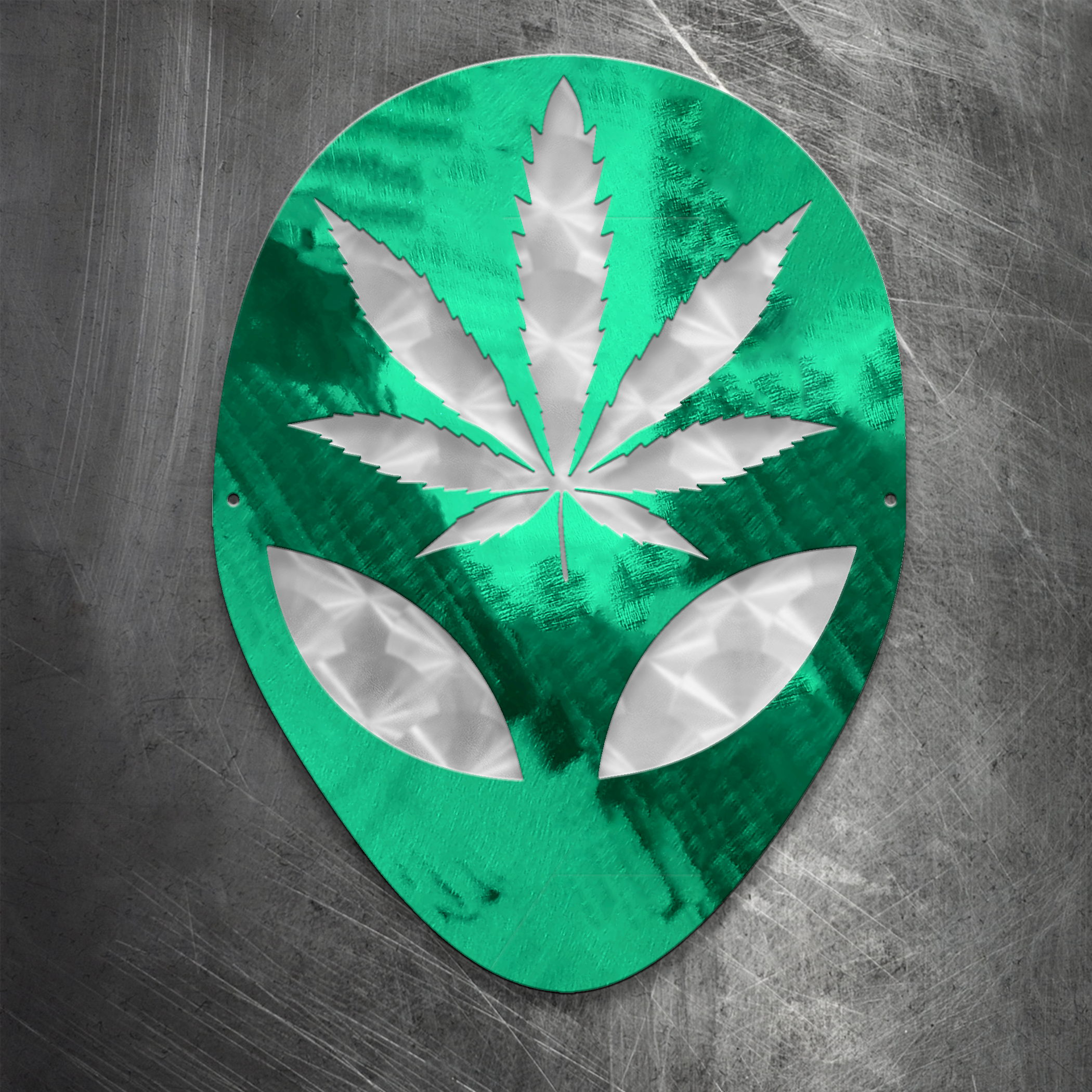 Alien Cannabis Leaf Metal Art