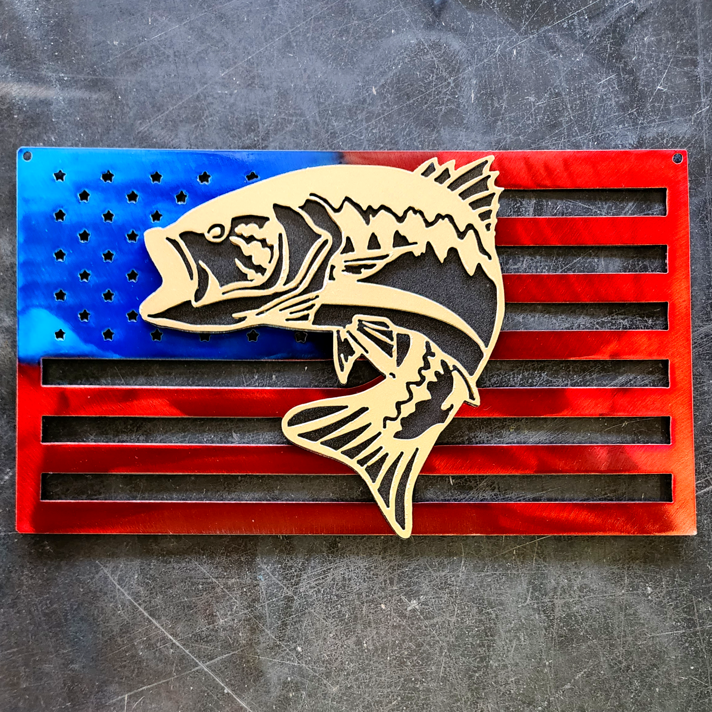 American Flag Largemouth Bass Metal Art
