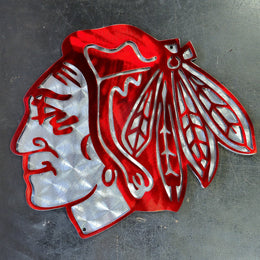Powder coated sports team metal artwork by Elite Metalworking