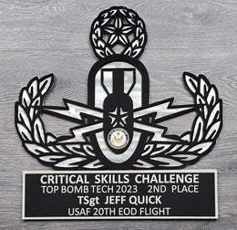 Critical Skills Challenge bomb technician plaque by Elite Metalworking
