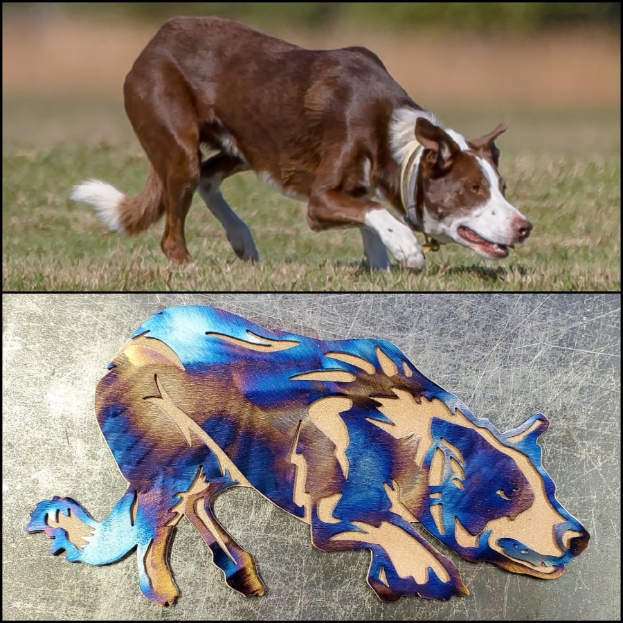 Custom dog metal art example by Elite Metalworking