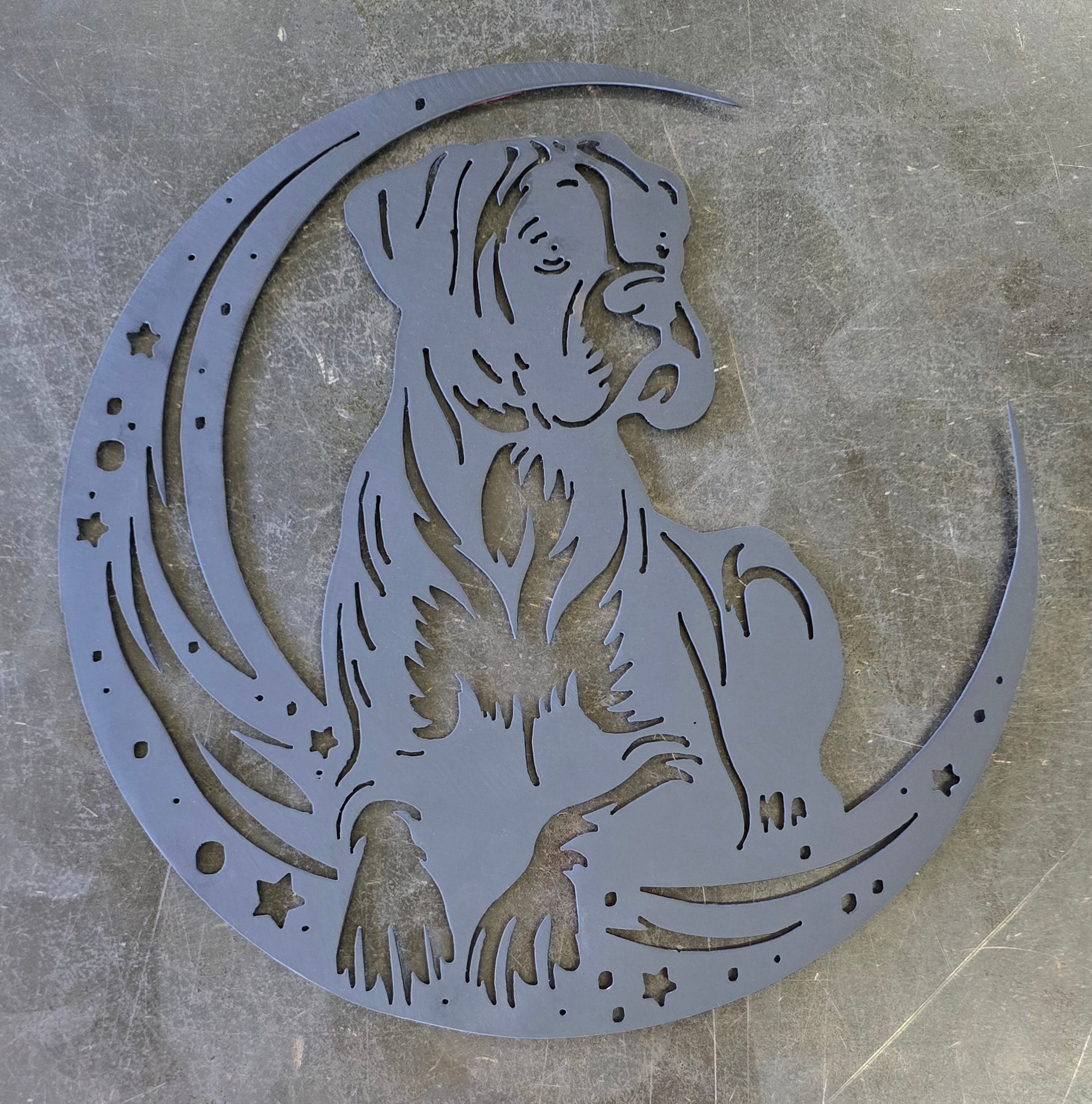 Boxer "On The Moon" Metal Art