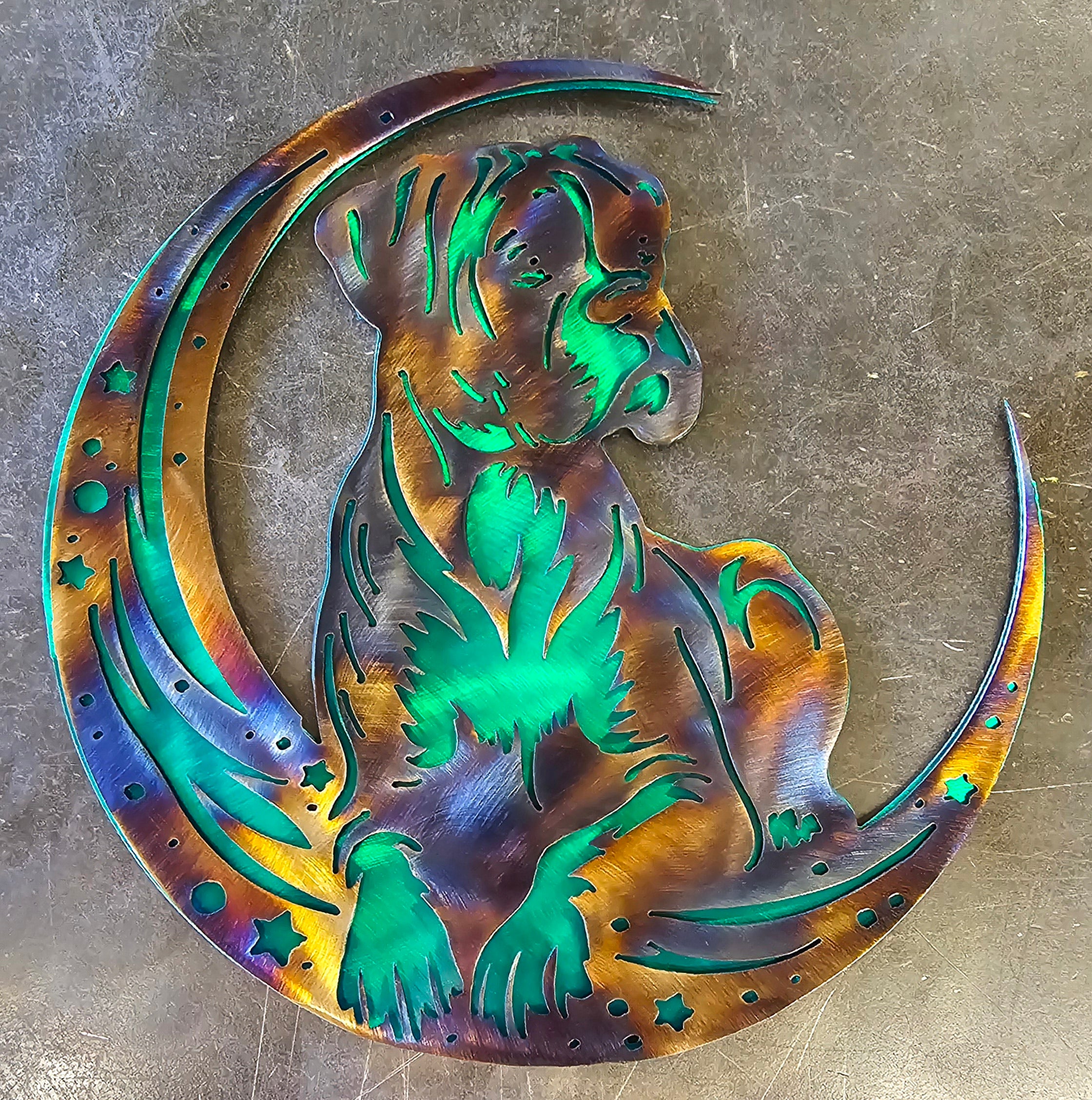 Boxer "On The Moon" Metal Art