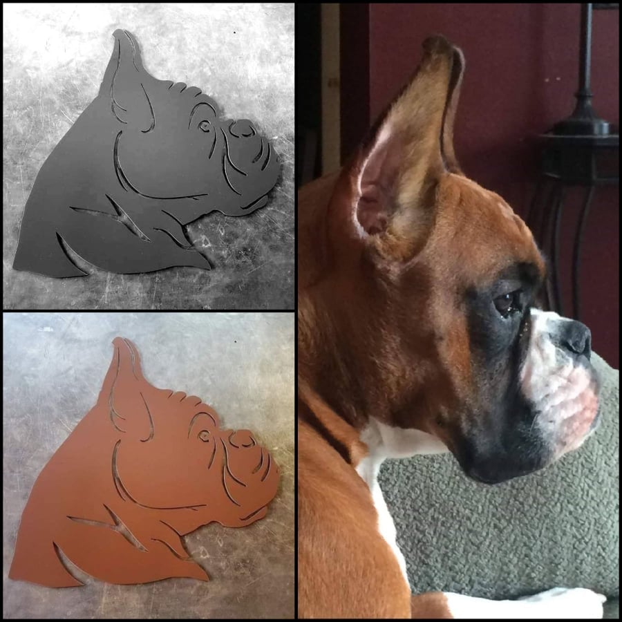 Custom dog metal art example by Elite Metalworking