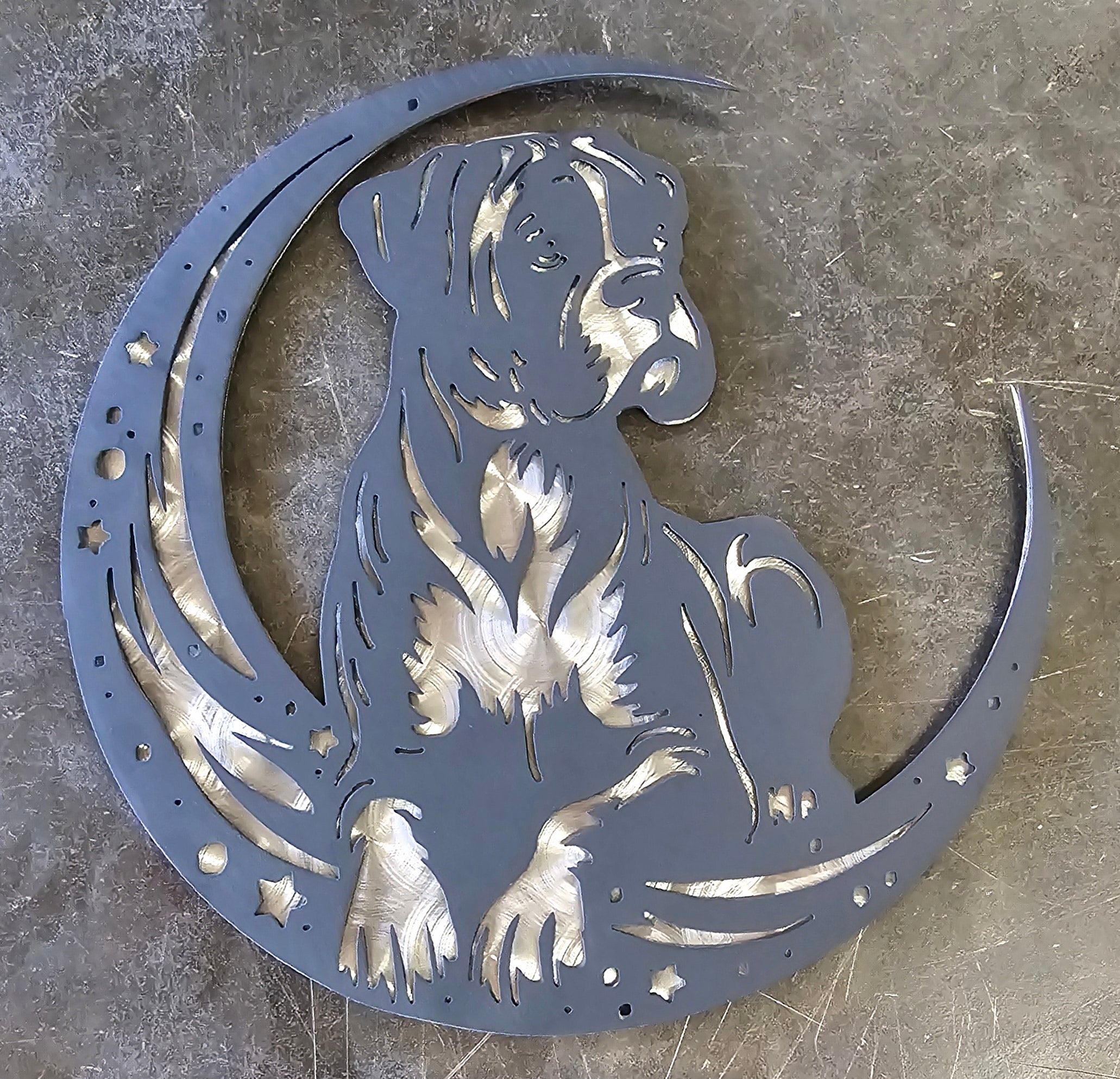 Boxer "On The Moon" Metal Art