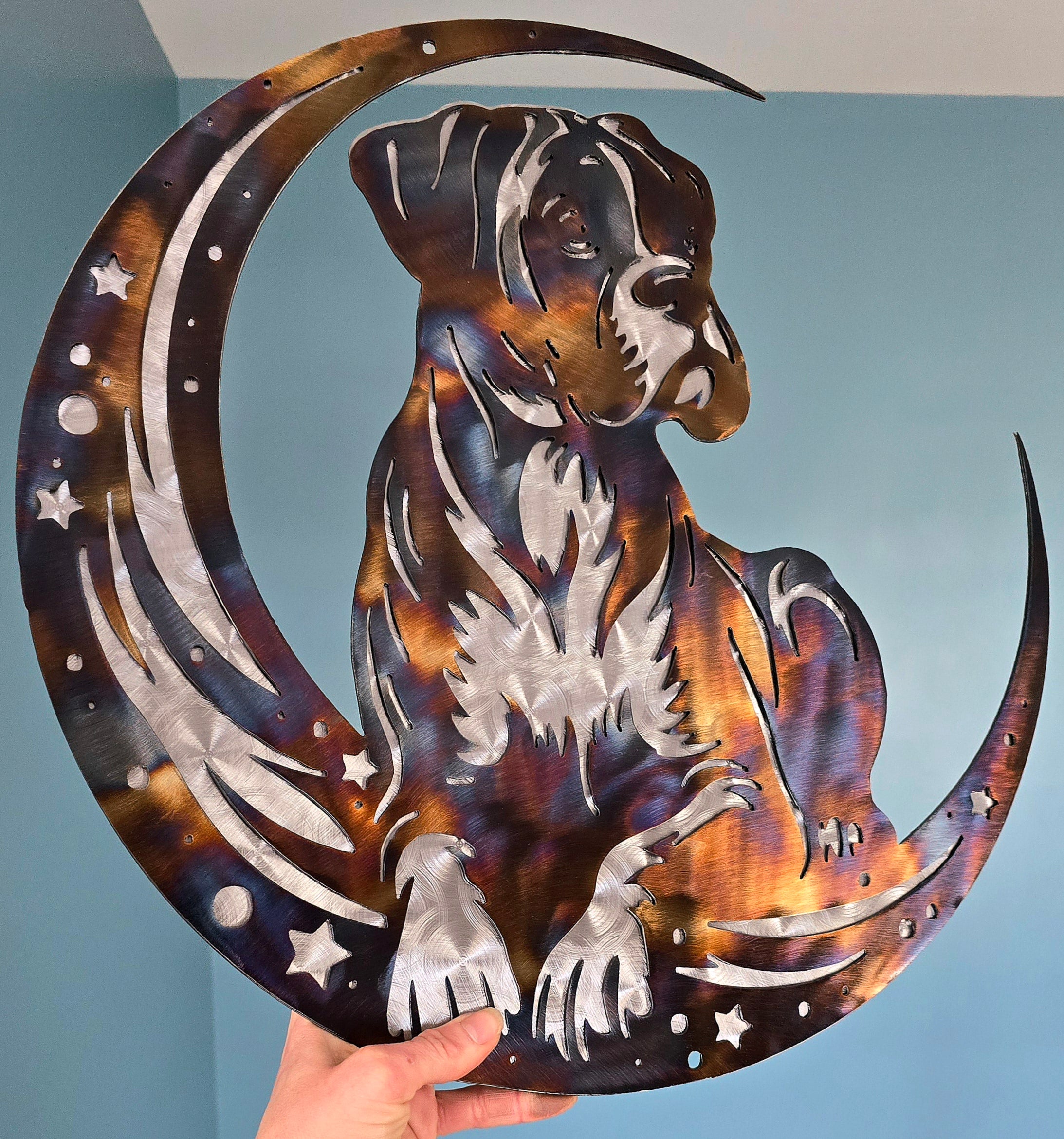 Boxer "On The Moon" Metal Art