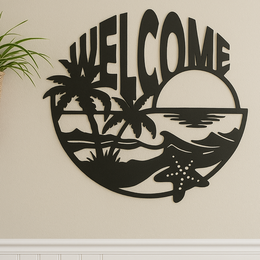Beach Welcome Metal Wall Art