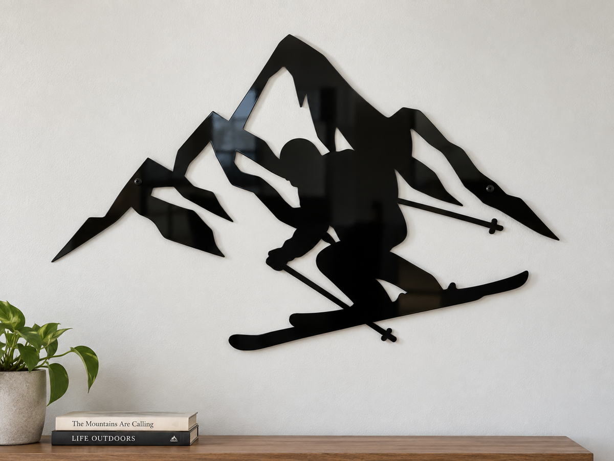 Skiing Mountains Metal Wall Art