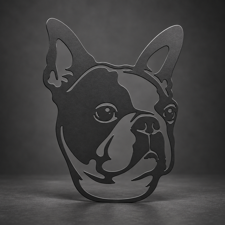 Single-layer metal design with the background visible through open cutouts