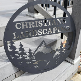 Christian Landscaping tree and mountain logo by Elite Metalworking