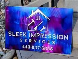Sleek Impression Services logo and phone number by Elite Metalworking