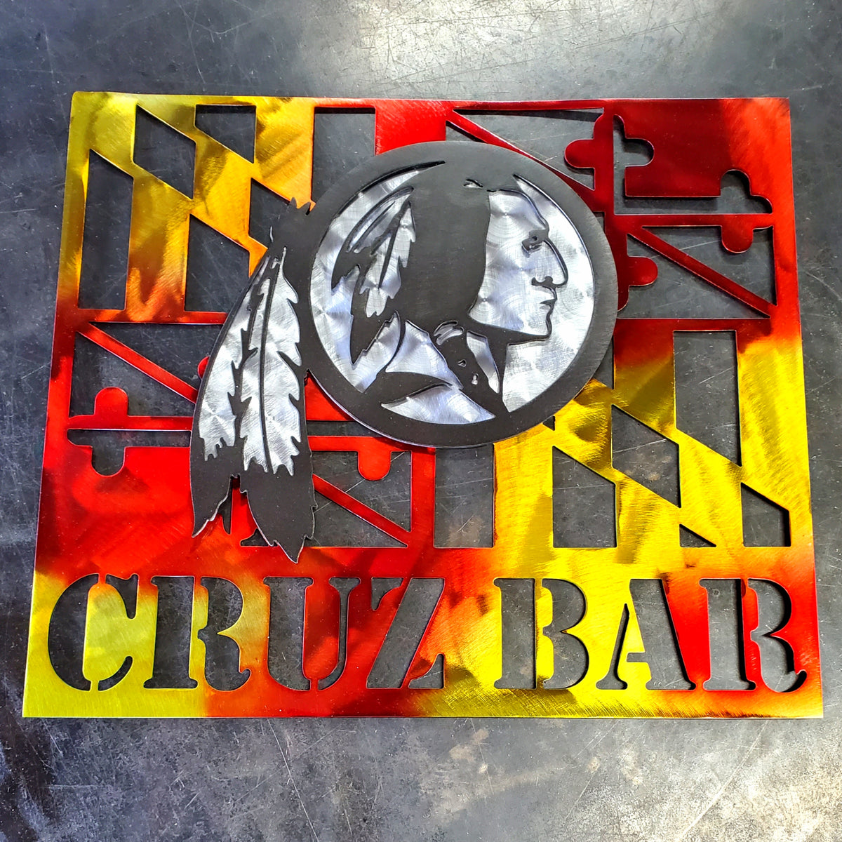 Cruz Bar Maryland flag sign by Elite Metalworking