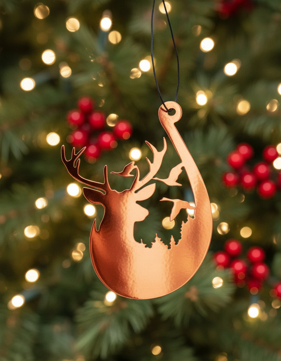 Fishing Hook & Buck Ornament