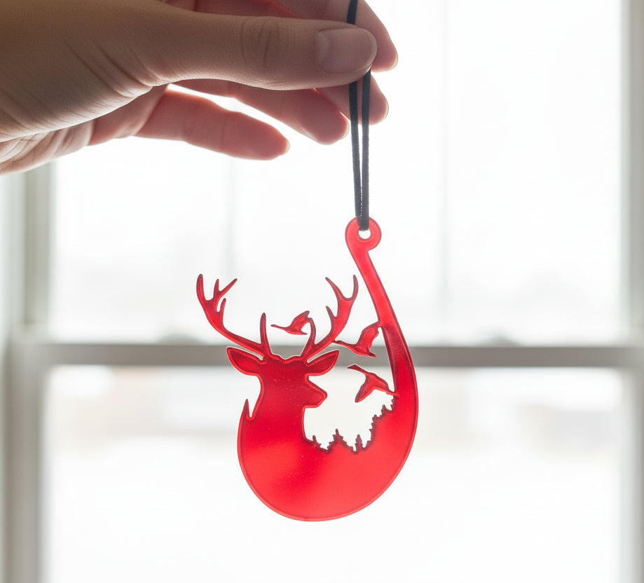 Fishing Hook & Deer Ornament