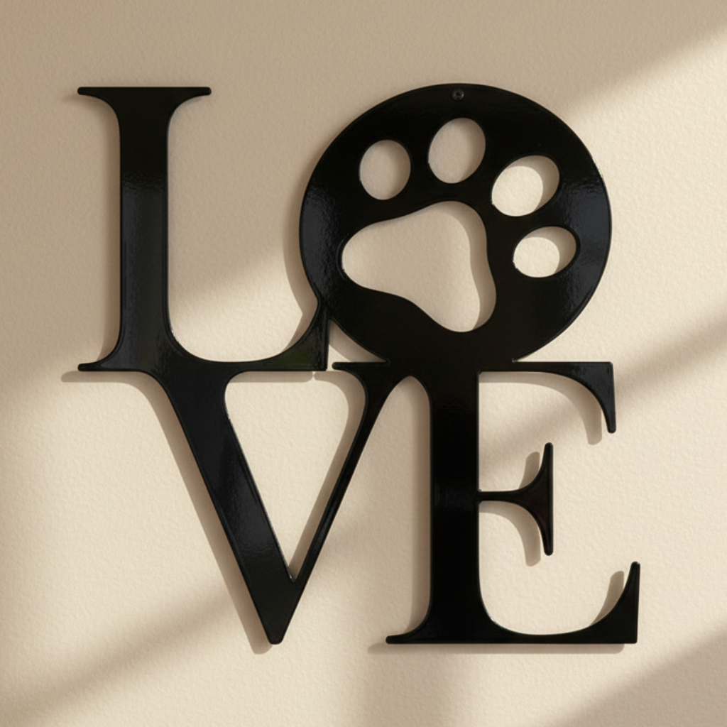 Dog Paw Love Metal Wall Art