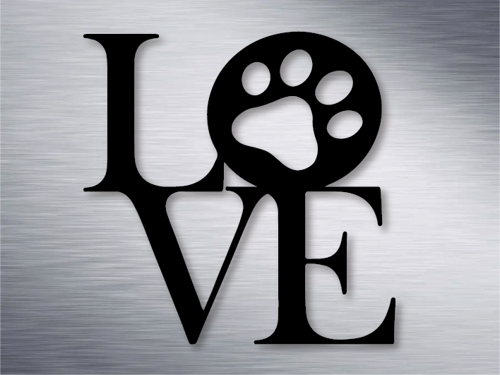 Dog Paw Love Metal Art