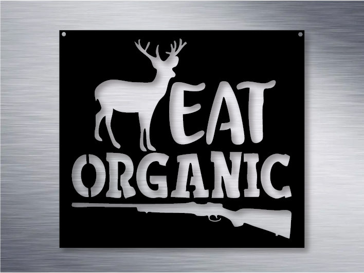 Deer 'Eat Organic" Metal Art