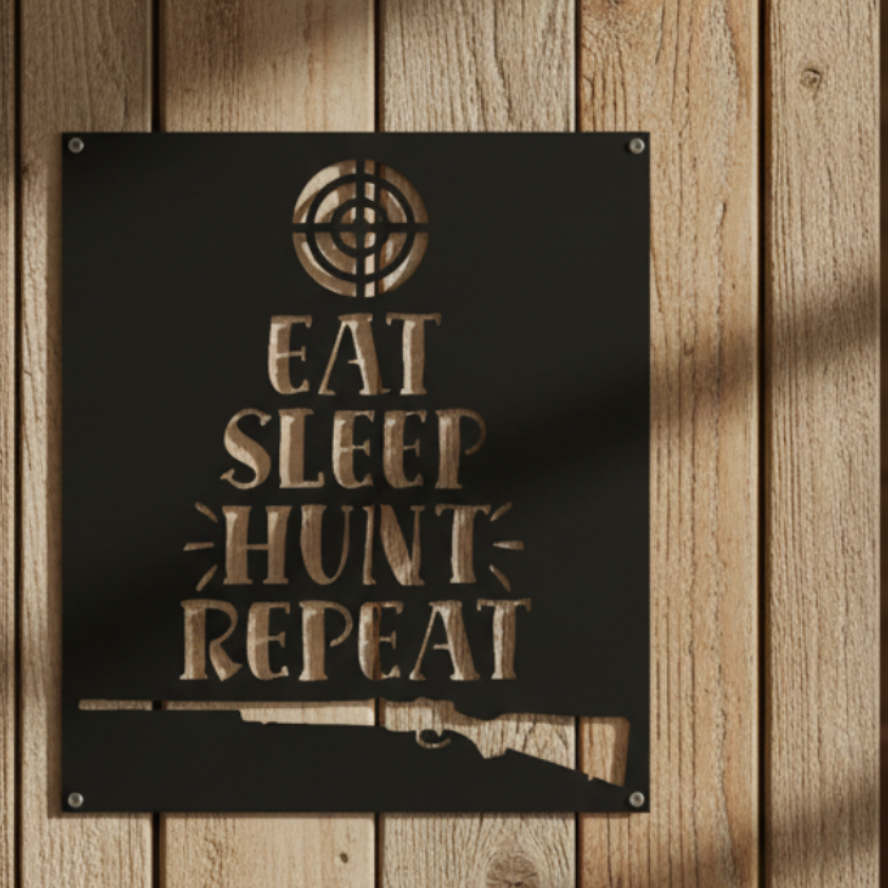 Hunting 'Eat-Sleep-Hunt' Metal Art