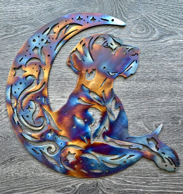 German Shorthaired Pointer Moon Metal Wall Art