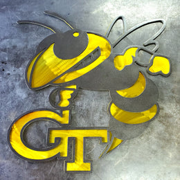 Powder coated sports team metal artwork by Elite Metalworking