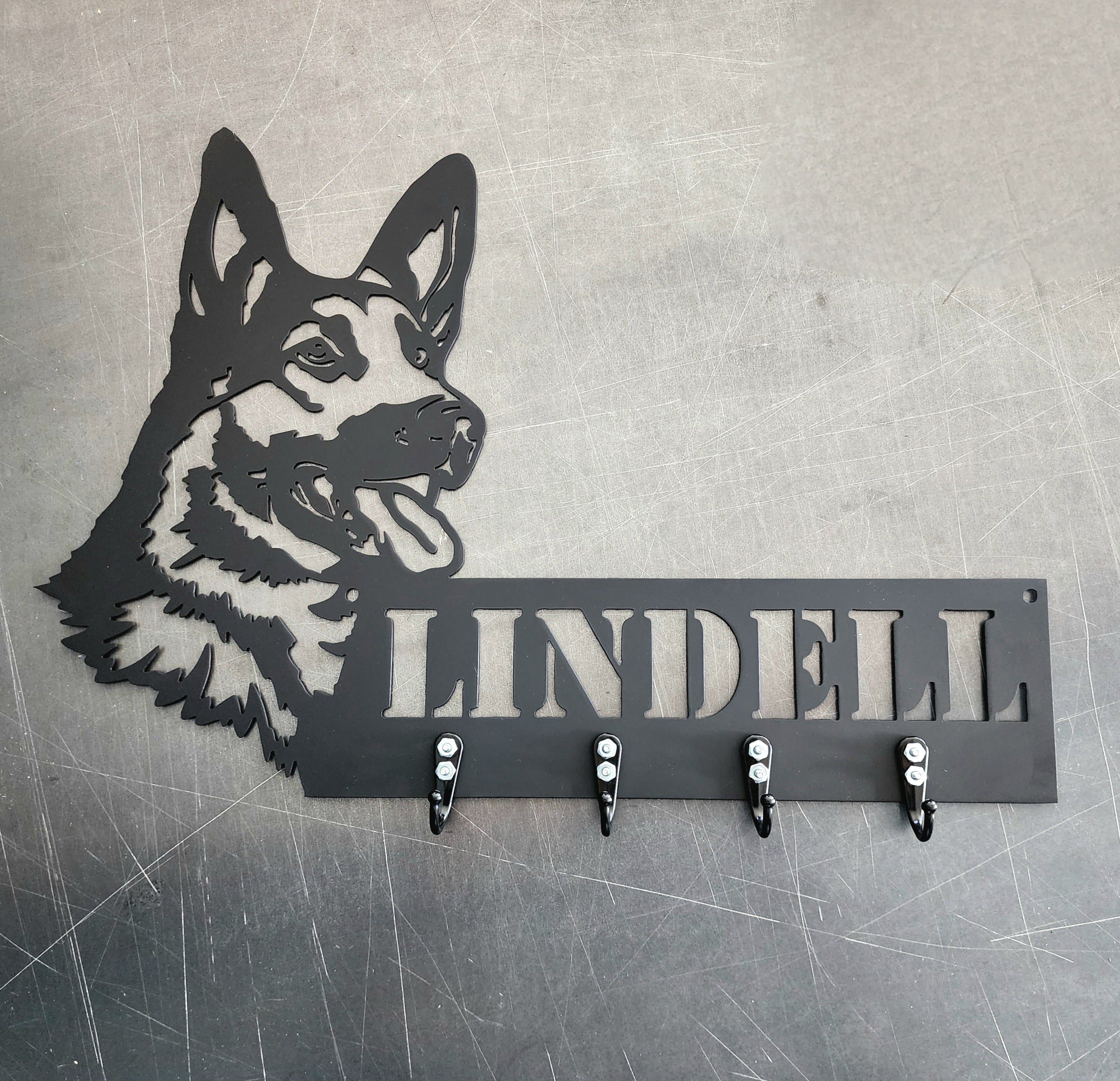German Shepherd Personalized Key & Leash Hanger