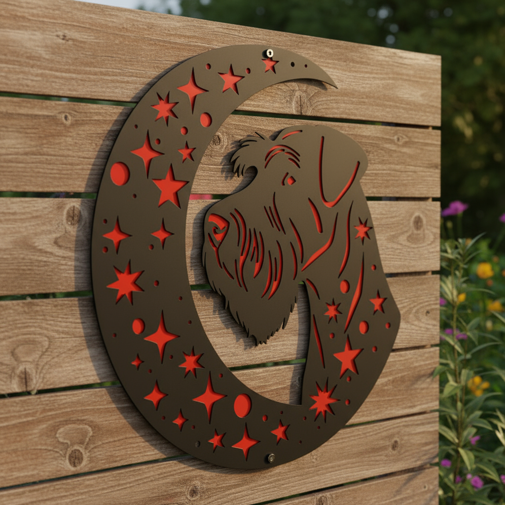 Kerry Blue Terrier "On The Moon" Metal Art