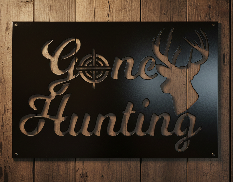 Deer 'Gone Hunting' Metal Art