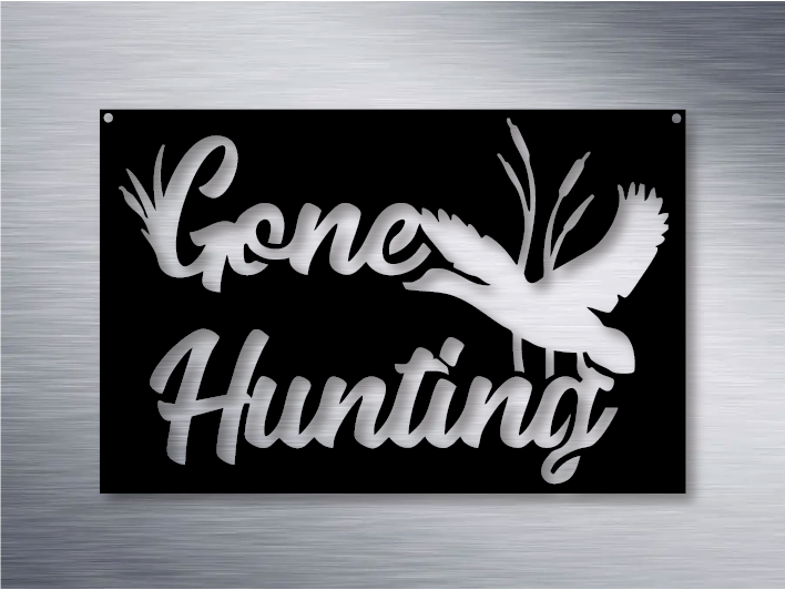 Gone Hunting Duck Metal Art