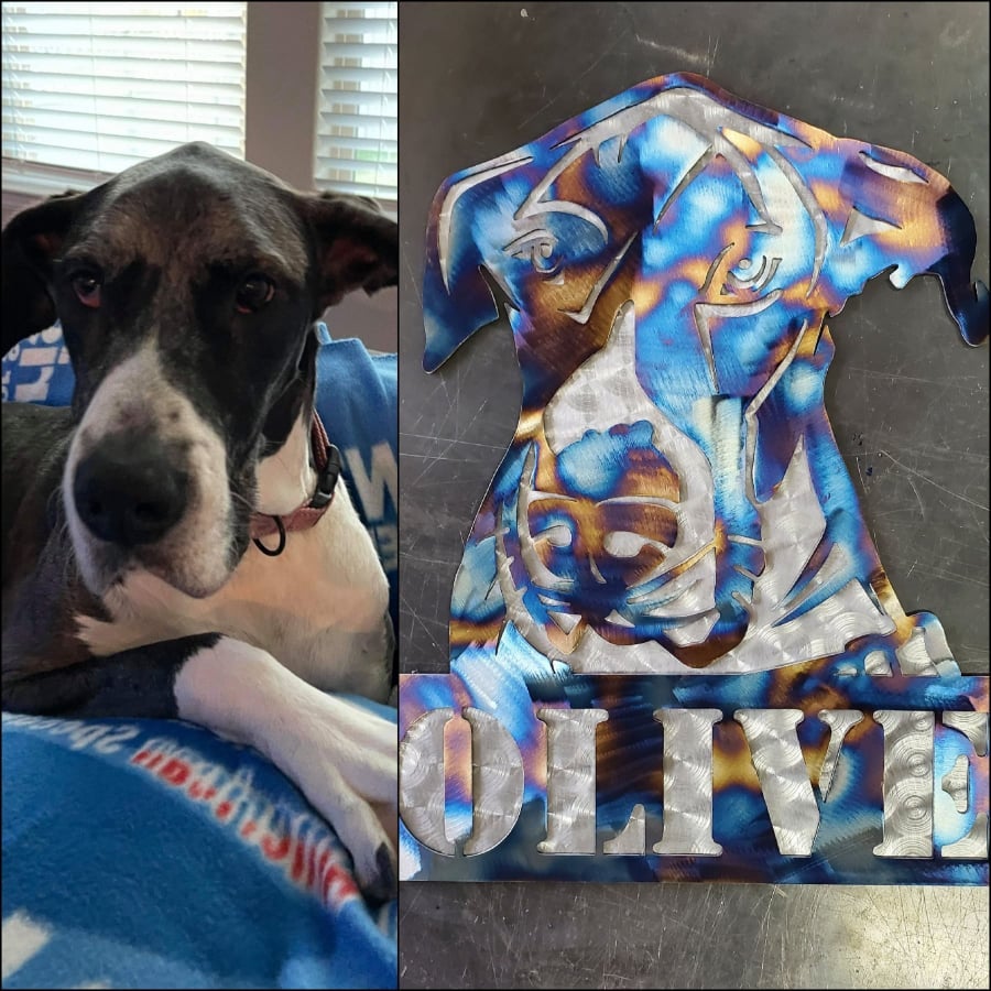 Custom dog metal art example by Elite Metalworking