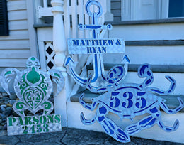 Personalized anchor and sea turtle signs by Elite Metalworking
