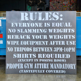 Gym rules text sign by Elite Metalworking